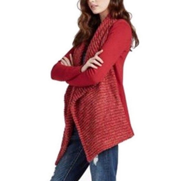 Lucky Brand Sweaters - Lucky Brand Red Draped Front Cardigan 7W71986 - M